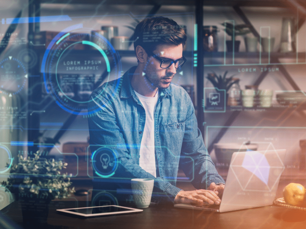 AI SEO - Man on computer AI SEO